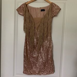 Gatsby 1920s inspired, rose gold party dress
